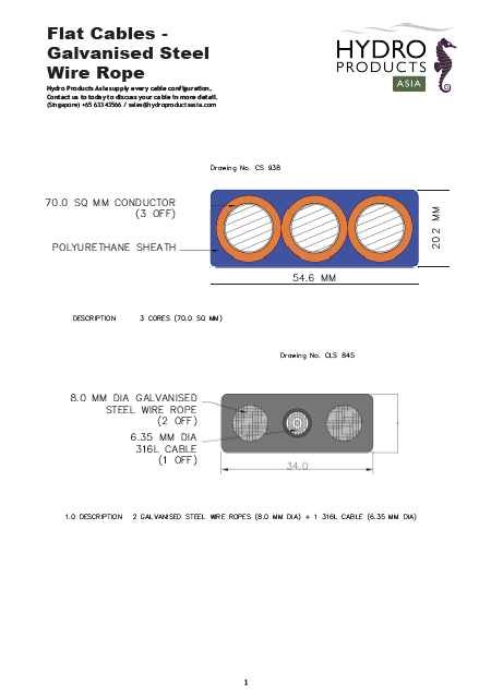 Flat Galvanised Steel Wire Rope Cable